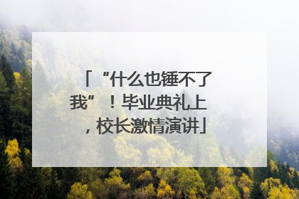 “什么也锤不了我”！毕业典礼上，校长激情演讲
