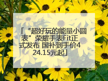 “超好玩的能量小圆表”荣耀手表Fit正式发布 国补到手价424.15元起