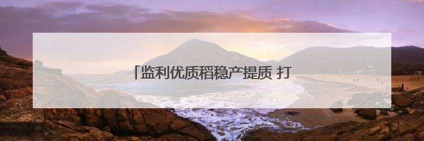 监利优质稻稳产提质 打造“江汉大米”核心产区
