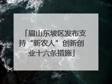 眉山东坡区发布支持“新农人”创新创业十六条措施