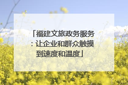 福建文旅政务服务：让企业和群众触摸到速度和温度