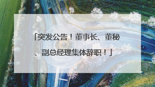 突发公告！董事长、董秘、副总经理集体辞职！