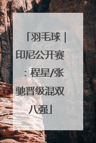 羽毛球｜印尼公开赛：程星/张驰晋级混双八强