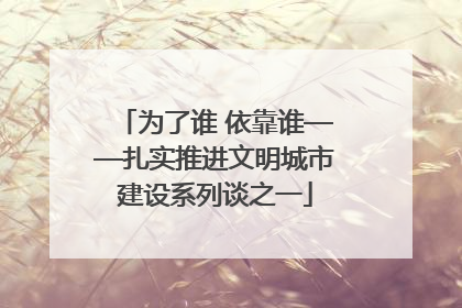 为了谁 依靠谁——扎实推进文明城市建设系列谈之一