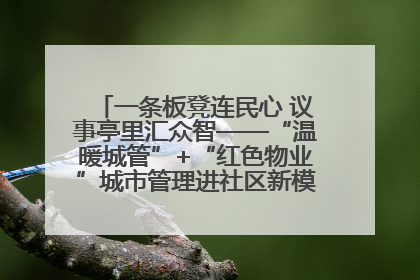 一条板凳连民心 议事亭里汇众智——“温暖城管”+“红色物业”城市管理进社区新模式绘就城市管理社区治理新画卷