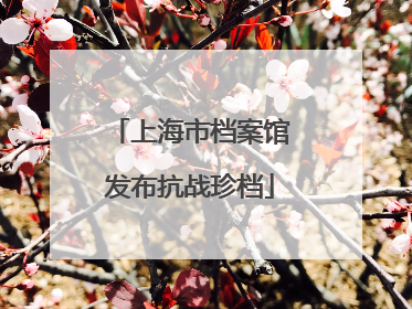 上海市档案馆发布抗战珍档