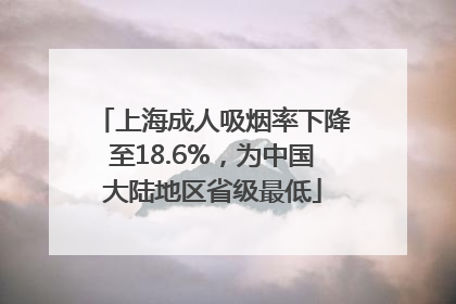 上海成人吸烟率下降至18.6%,为中国大陆地区省级最低