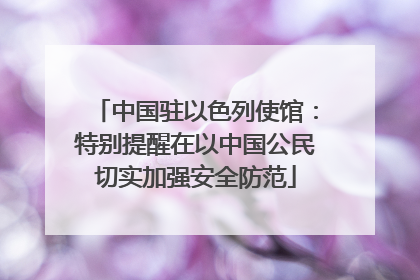 中国驻以色列使馆：特别提醒在以中国公民切实加强安全防范