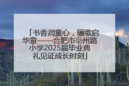 书香润童心，骊歌启华章——合肥市亳州路小学2025届毕业典礼见证成长时刻
