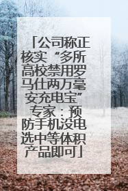 公司称正核实“多所高校禁用罗马仕两万毫安充电宝” 专家：预防手机没电选中等体积产品即可