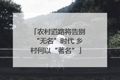 农村道路将告别“无名”时代 乡村何以“著名”