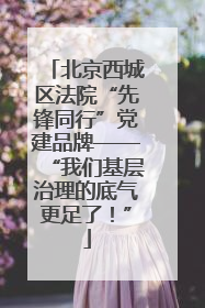 北京西城区法院“先锋同行”党建品牌——“我们基层治理的底气更足了！”