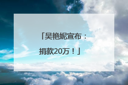 吴艳妮宣布：捐款20万！