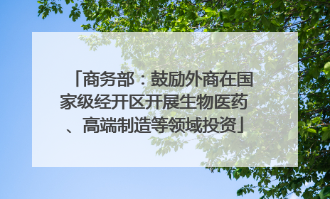 商务部：鼓励外商在国家级经开区开展生物医药、高端制造等领域投资
