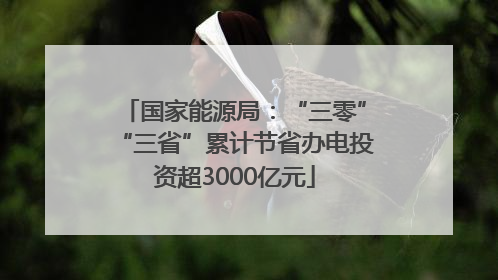 国家能源局：“三零”“三省”累计节省办电投资超3000亿元
