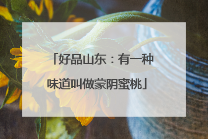 好品山东：有一种味道叫做蒙阴蜜桃