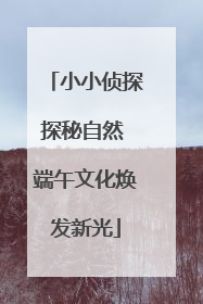 小小侦探探秘自然 端午文化焕发新光