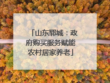 山东郓城：政府购买服务赋能农村居家养老