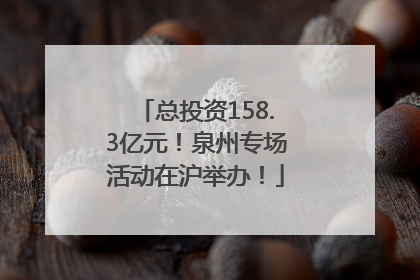 总投资158.3亿元！泉州专场活动在沪举办！