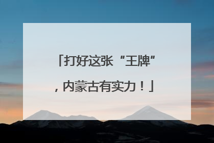 打好这张“王牌”，内蒙古有实力！