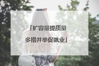 扩容量提质量 多措并举促就业