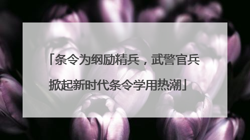 条令为纲励精兵，武警官兵掀起新时代条令学用热潮