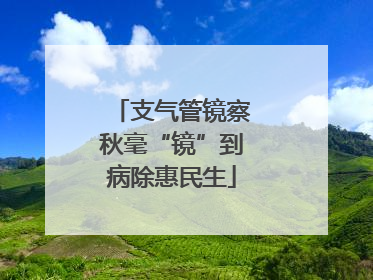 支气管镜察秋毫“镜”到病除惠民生