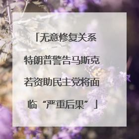 无意修复关系 特朗普警告马斯克若资助民主党将面临“严重后果”