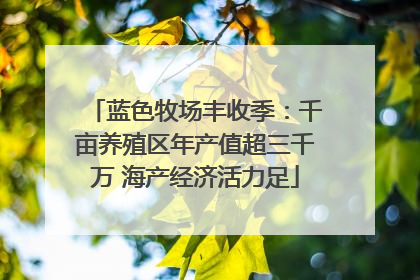 蓝色牧场丰收季：千亩养殖区年产值超三千万 海产经济活力足