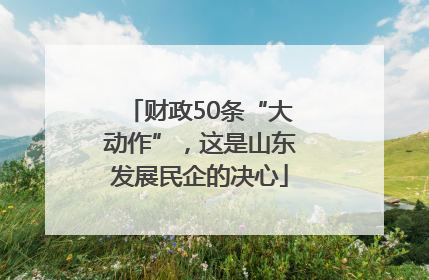 财政50条“大动作”，这是山东发展民企的决心