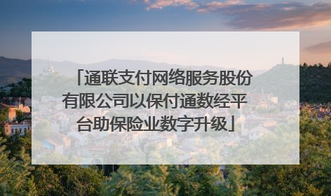 通联支付网络服务股份有限公司以保付通数经平台助保险业数字升级