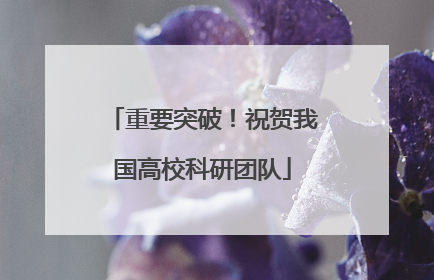 重要突破！祝贺我国高校科研团队