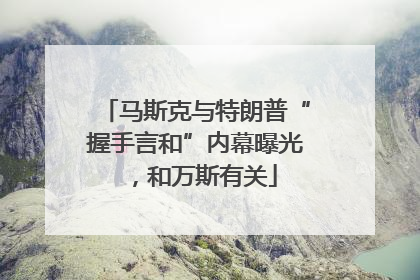 马斯克与特朗普“握手言和”内幕曝光，和万斯有关