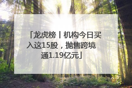 龙虎榜丨机构今日买入这15股，抛售跨境通1.19亿元