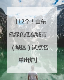 12个！山东省绿色低碳城市（城区）试点名单出炉